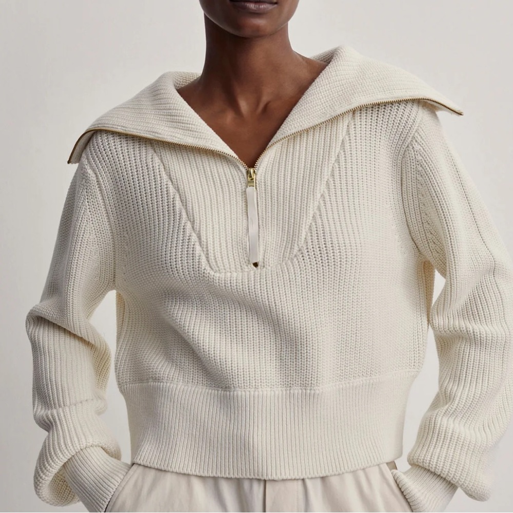 Varley Cream V-Neck Sweater